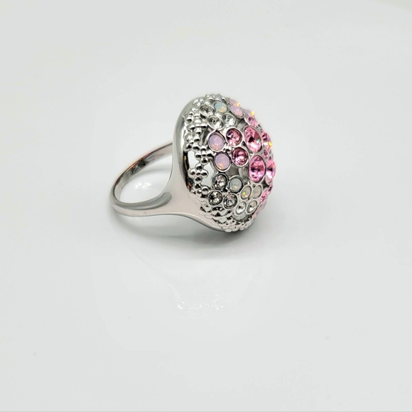 Swarovski Pink and Diamond Crystal Bubble Dome Statement Ring, NWT and BLUE BOX - Picture 8 of 10